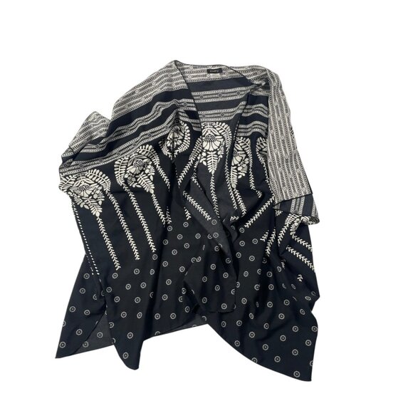 Poetry Black & White Boho Kimono  Intricate Floral Geometric Wrap - O/S - Picture 3 of 7